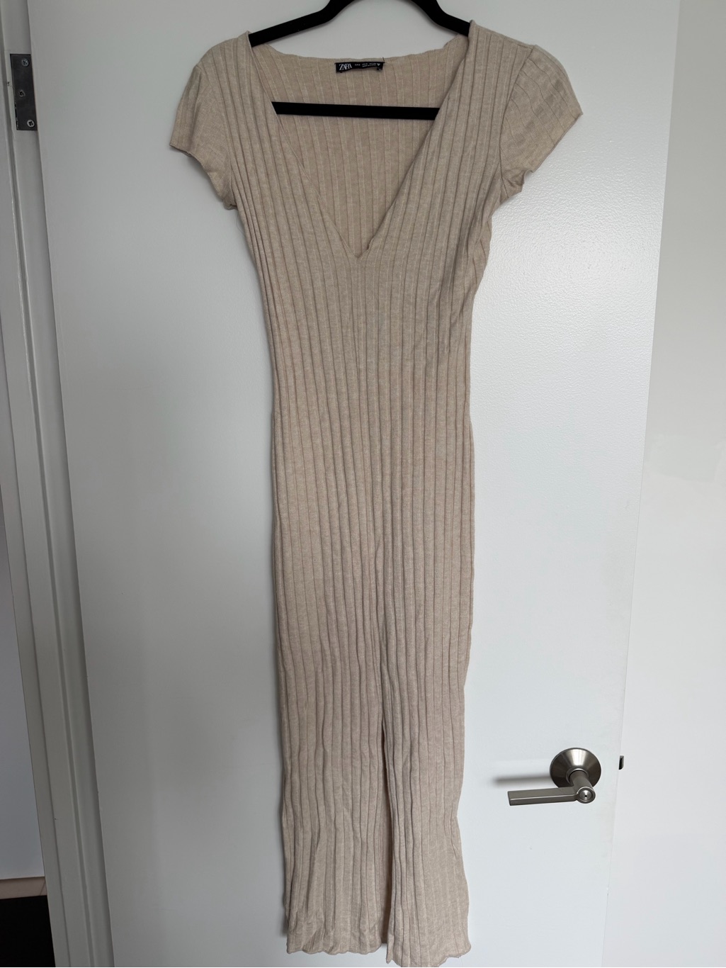 Zara Ribbed Bodycon Dress | Fitted With Front Slit
